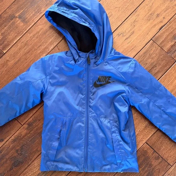 Nike Royal Blue Hooded Windbreaker with Black Logo - Picture 1 of 2